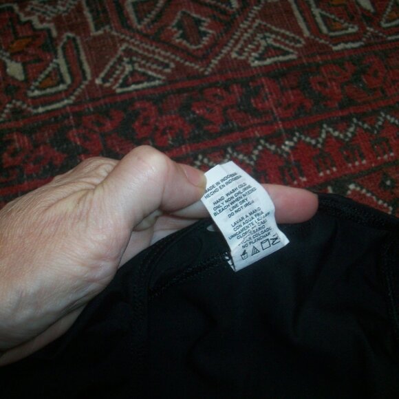 Vintage Y2K Hobie Tankini Womens Medium Black Bright Yellow Hibiscus Halter Top - Picture 7 of 8